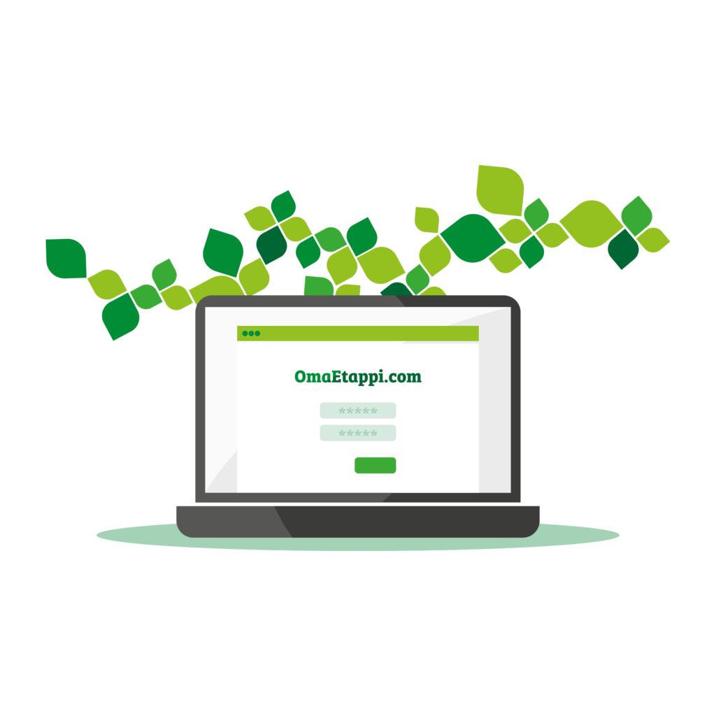 OmaEtappi kannettavalla tietokoneella.