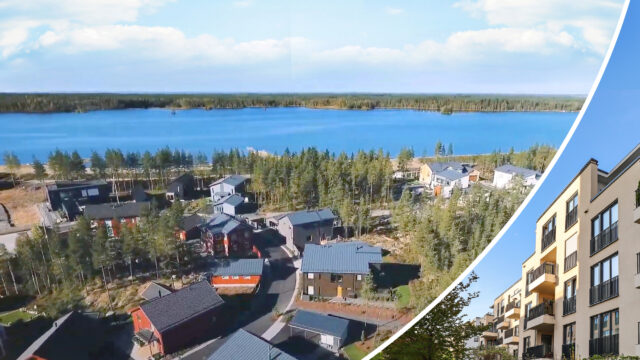 Omakotitaloja ja kerrostalo
