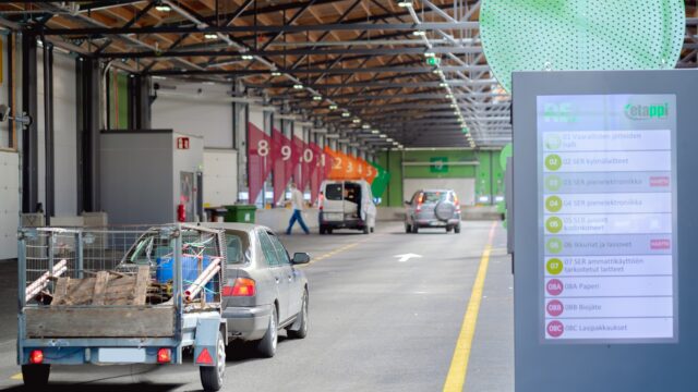 Kuva RE-pisteen lajittelukatos Tuubista