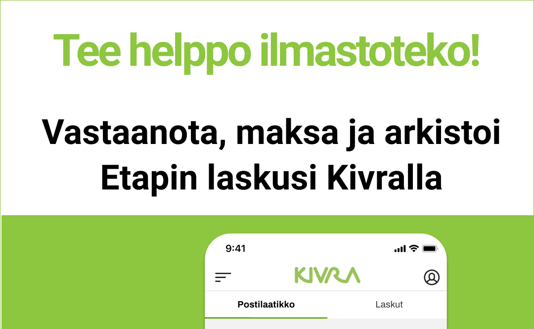 Vastaanota, maksa ja arkistoi Etapin laskusi